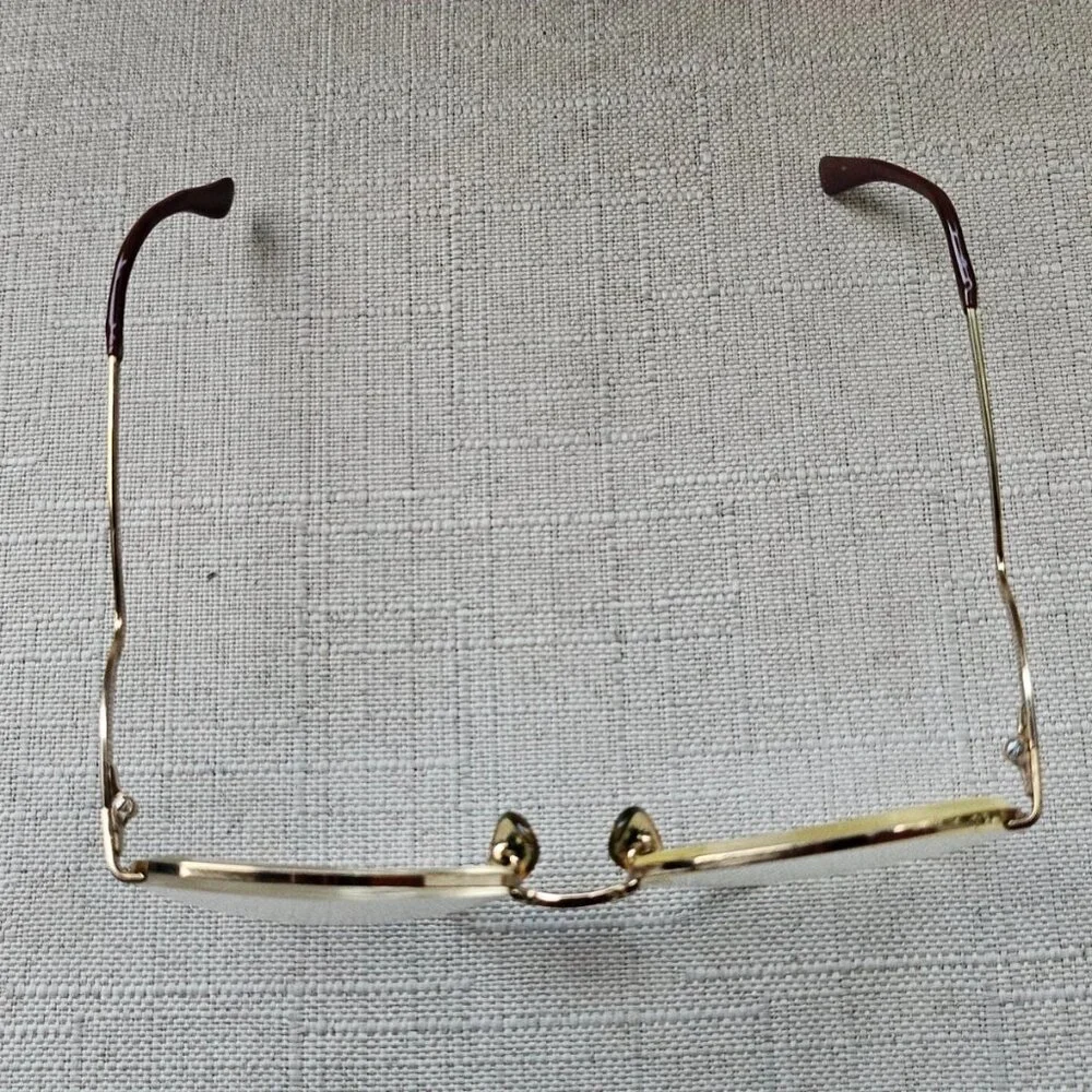 Vintage Women Eyeglasses Gold Tone Big Face Half Rim Glasses Eye Wear